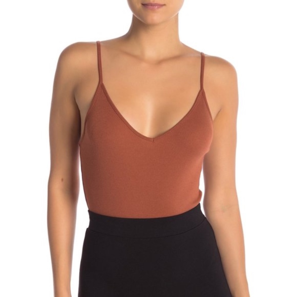 BP. V-Neck Ribbed Thong Bodysuit